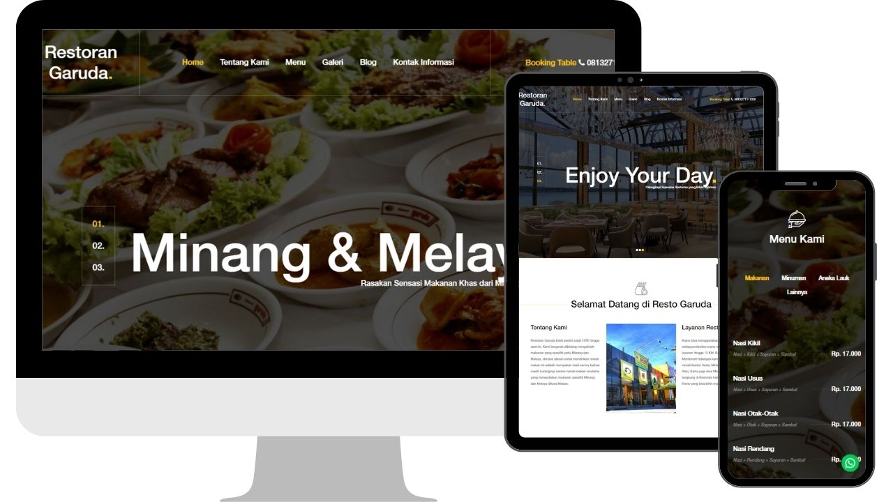 contoh website company profile atau website organisasi bisnis restoran dan rumah makan
