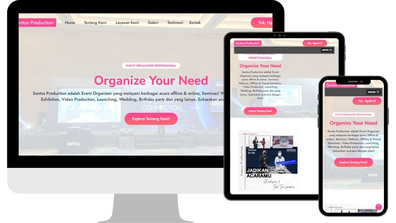 contoh website landing page jasa event organizer