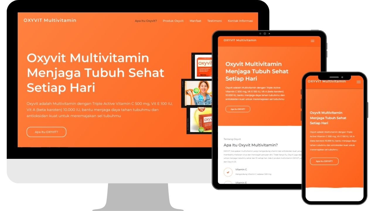 contoh website landing page produk kesehatan multivitamin
