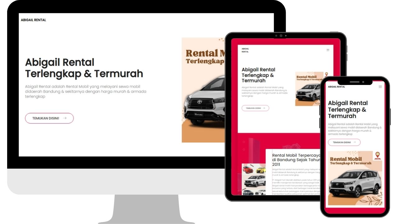 contoh website landing page penyedia jasa layanan sewa mobil atau rental mobil