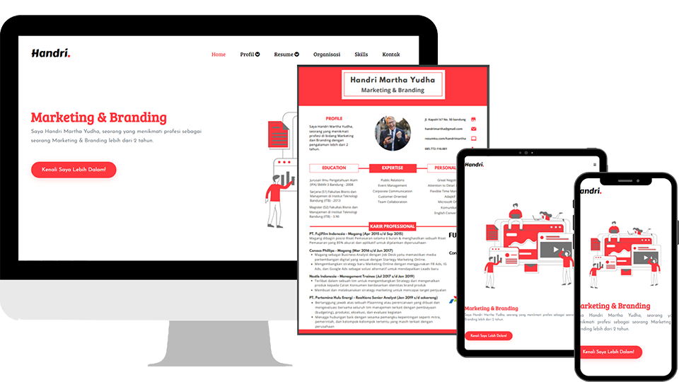 contoh website portofolio marketing