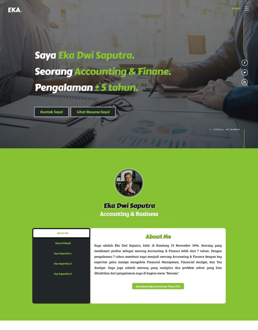 contoh tampilan website portofolio atau personal branding