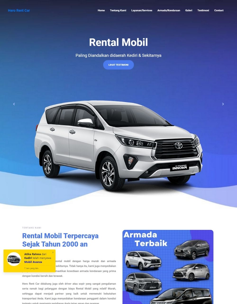 contoh tampilan website landing page atau sales page